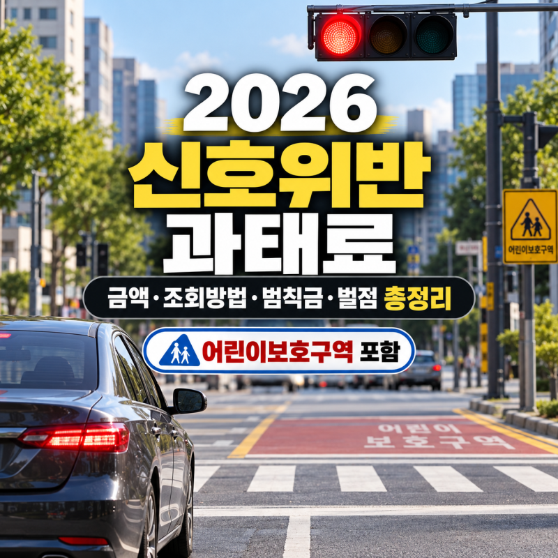2026 신호위반 과태료 금액·조회방법｜범칙금·벌점·어린이보호구역 총정리