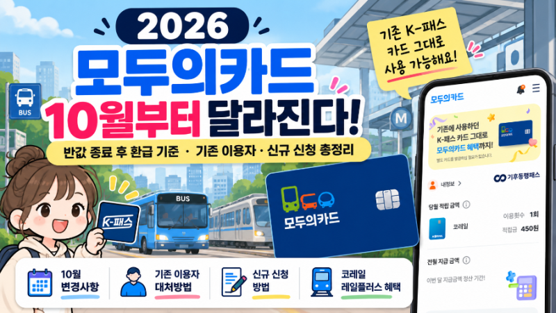 2026 모두의카드 10월 환급 변경, 기존 K패스 그대로 써도 될까? 신규 신청까지 정리