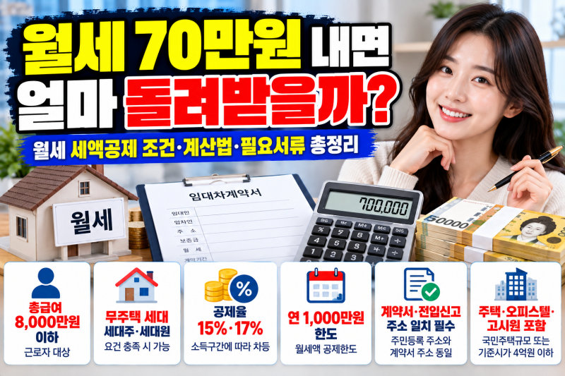 월세 세액공제 조건 총정리｜얼마 돌려받을까? 집주인 동의·전입신고·현금영수증까지