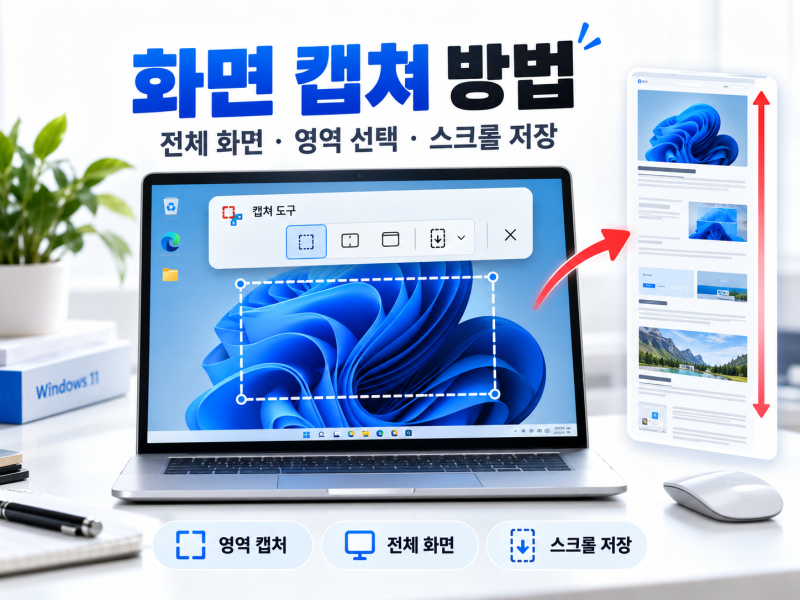화면 캡쳐 방법｜윈도우 전체·영역·스크롤 저장