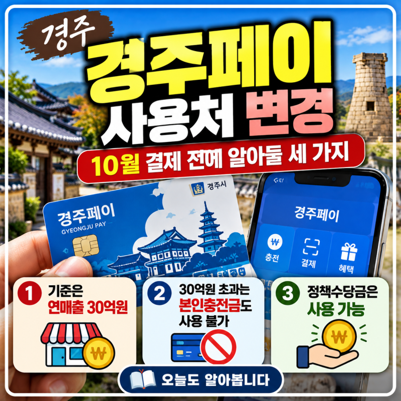 경주페이 사용처 변경｜10월 결제 전에 알아둘 세 가지