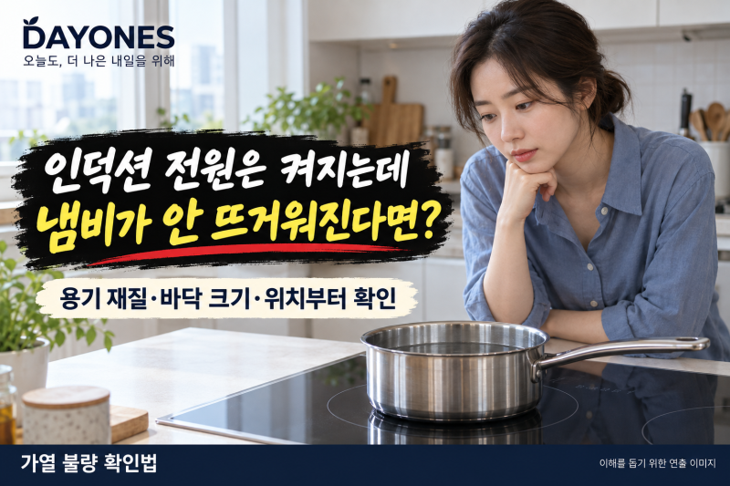 인덕션 전원은 켜지는데 냄비가 안 뜨거워진다면? 용기 인식부터 확인할 것
