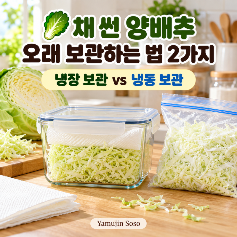 채 썬 양배추 오래 보관하는 법 2가지, 냉장과 냉동이 달라요