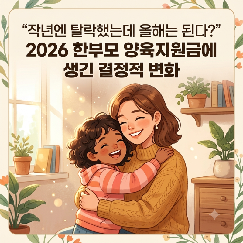 2026년 한부모 양육지원금 신청 자격 조건과 소득인정액 기준 총정리