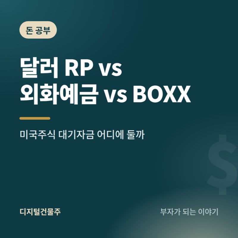 달러 RP vs 외화예금 vs BOXX, 미국주식 대기자금 어디에 둘까 (금리·세금 비교)