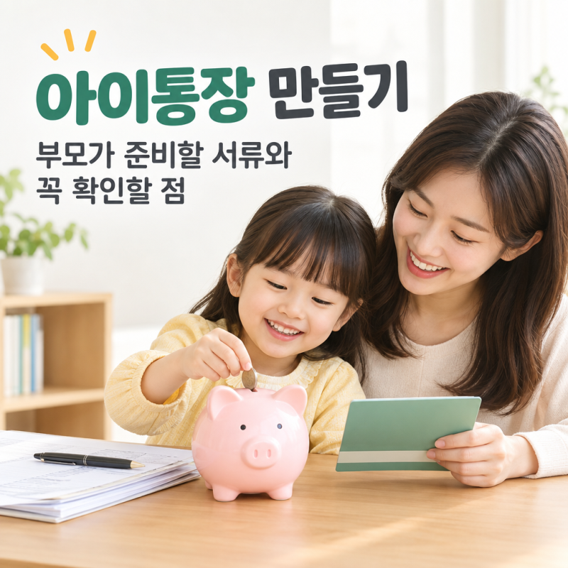 아이통장 만들기, 부모가 준비할 서류와 꼭 확인할 점