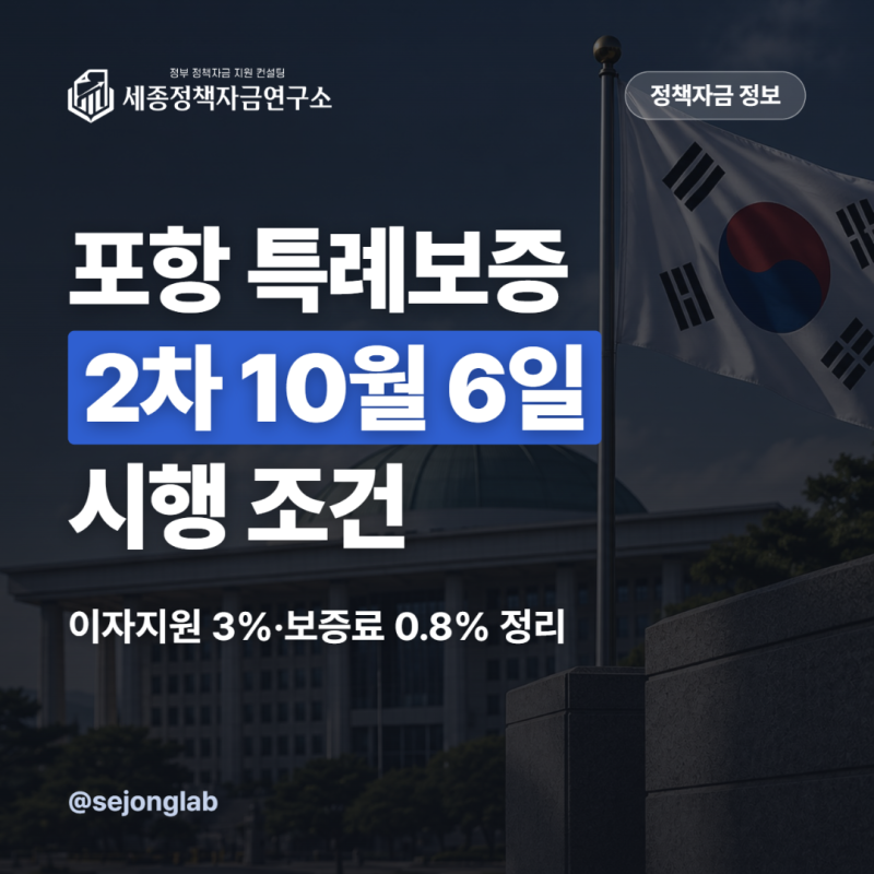 포항 특례보증 2026 2차, 10월 6일 시행 이자지원 3% 조건