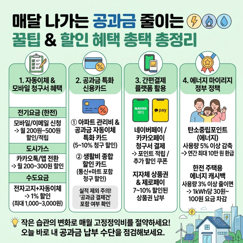 [필독] 매달 나가는 공과금(전기·가스·수도) 줄이는 꿀팁 & 할인 혜택 총정리