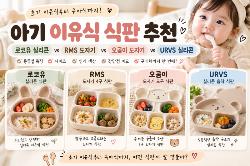 아기 이유식 식판 추천로코유 vs RMS vs 오곰이 vs URVS실리콘 vs 도자기, 뭐가 좋을까?