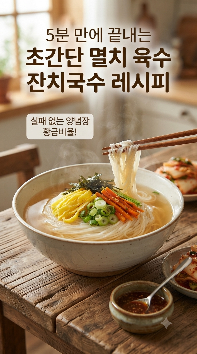 5분 만에 끝내는 초간단 멸치 육수 잔치국수 레시피 & 실패 없는 양념장 황금비율