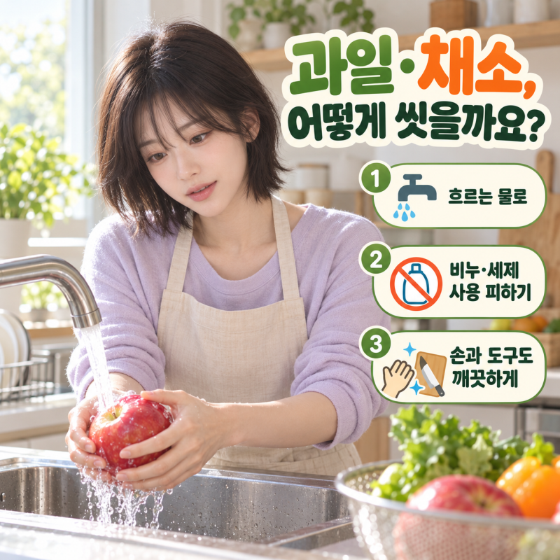 과일·채소는 어떻게 씻어야 할까? 흐르는 물 세척과 손·도구 관리 순서