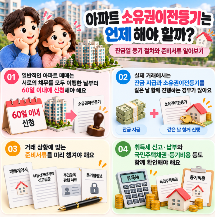 아파트 소유권이전등기는 언제 해야 할까? | 잔금일 등기 절차와 준비서류 알아보기