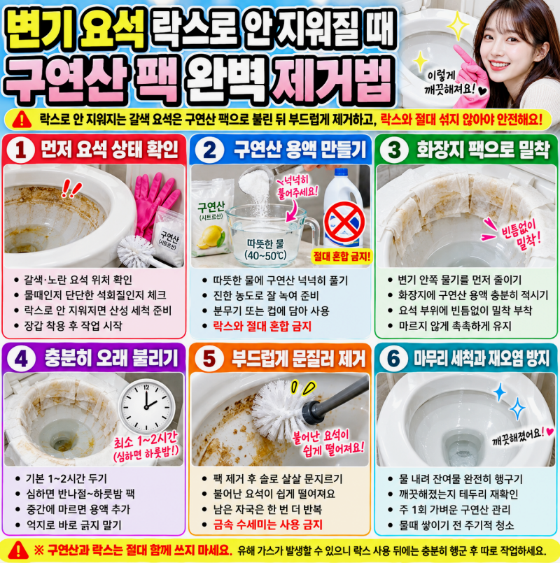 변기 요석 락스로 안 지워질 때 구연산 팩 완벽 제거법