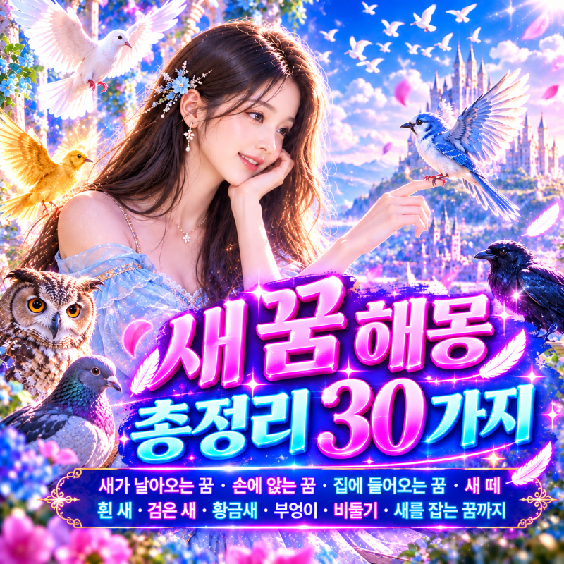 새 꿈 해몽 총정리 30가지｜새가 날아오는 꿈·손에 앉는 꿈·집에 들어오는 꿈·새 떼·흰 새·....