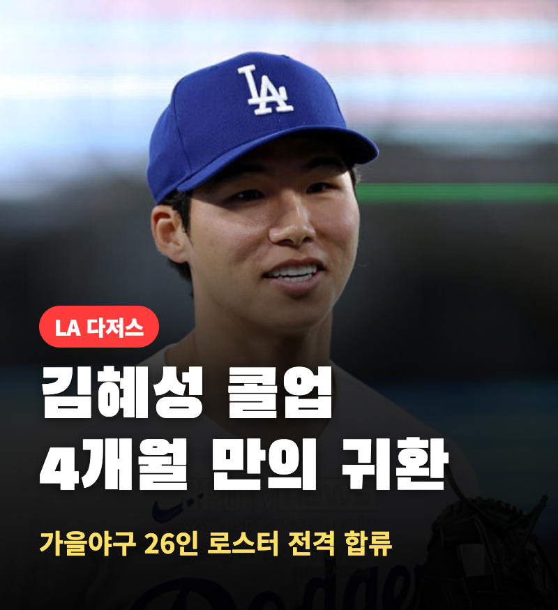 김혜성 콜업, 4개월 만에 다저스 가을야구 로스터 합류
