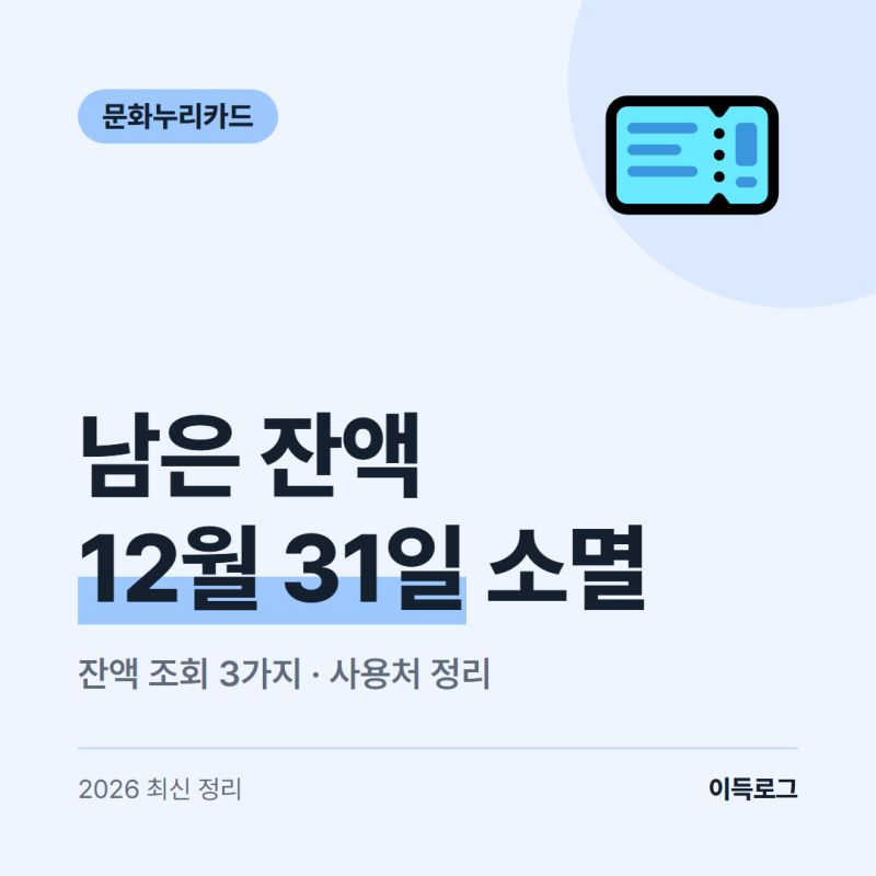 문화누리카드 잔액 조회 방법, 12월 31일 지나면 사라져요