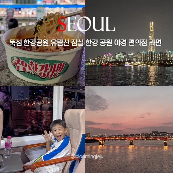 뚝섬 한강공원에서 한강유람선 타고 잠실 한강 공원 야경 편의점 라면