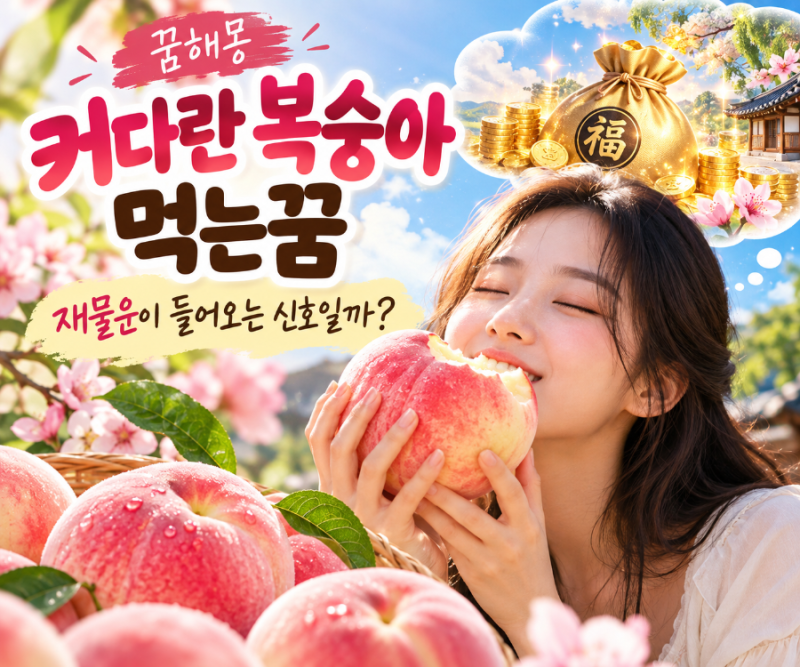 커다란 복숭아 먹는꿈 재물운이 들어오는 신호일까?