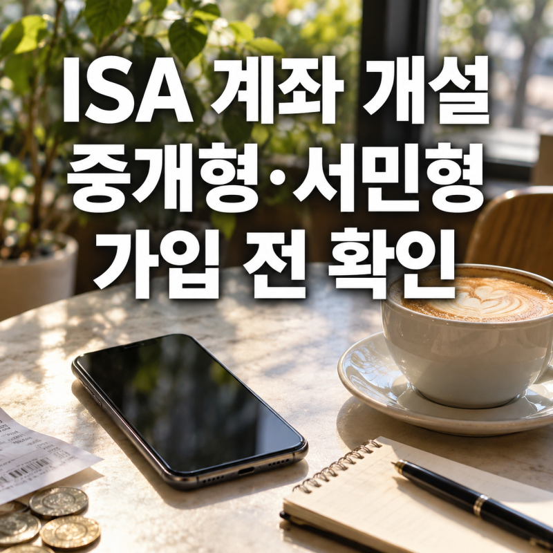 ISA 계좌 개설 방법, 중개형 선택부터 서민형 조건·비과세 한도까지