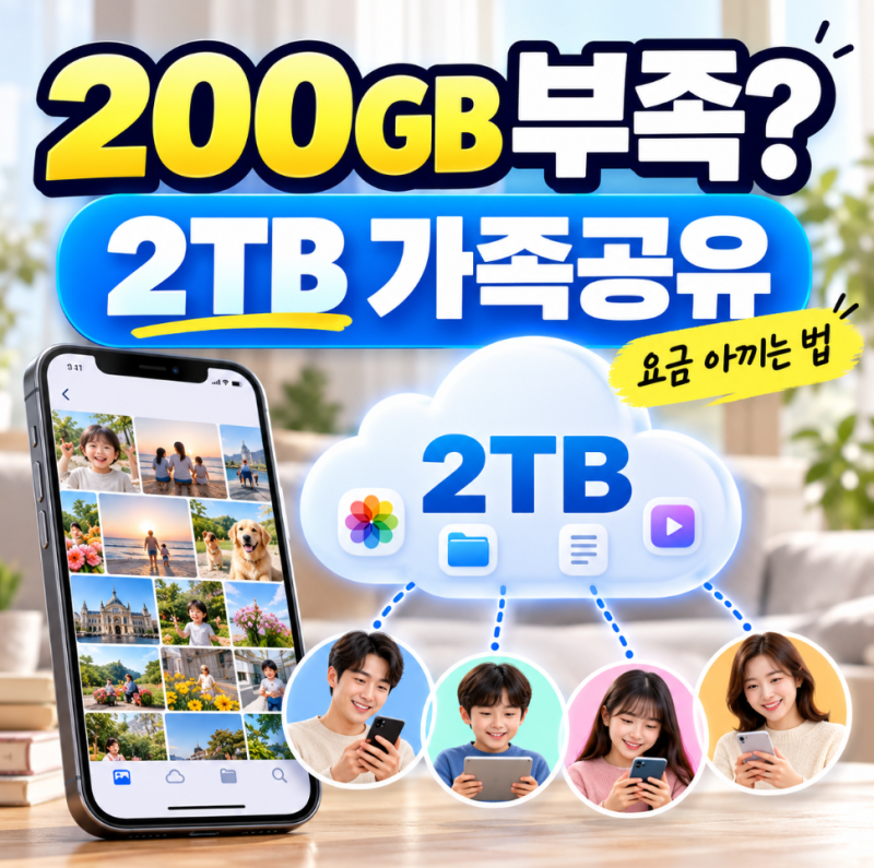 아이클라우드200GB 부족할 때, 2TB 요금 아끼는 방법(가족공유)