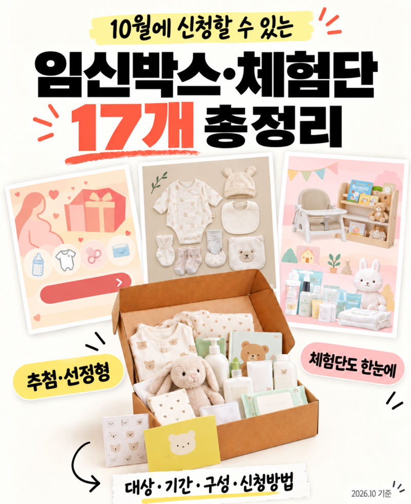 2026년 10월 임신축하박스 신청 모음｜출산박스·육아용품 체험단 17곳