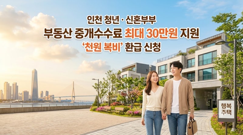 인천 청년 부동산 중개수수료 최대 30만원 돌려받는 천원 복비 신청 방법