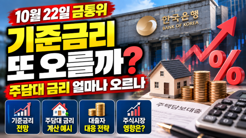 10월 기준금리 또 오를까? 한국은행 금통위 전망｜주담대 금리 얼마나 오르나