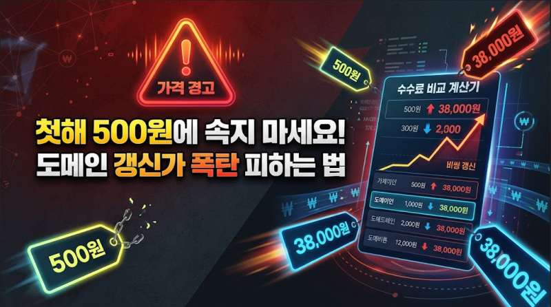 첫해 500원 도메인의 덫? 국내외 도메인 구매 사이트 가격·갱신비 완벽 비교 2026