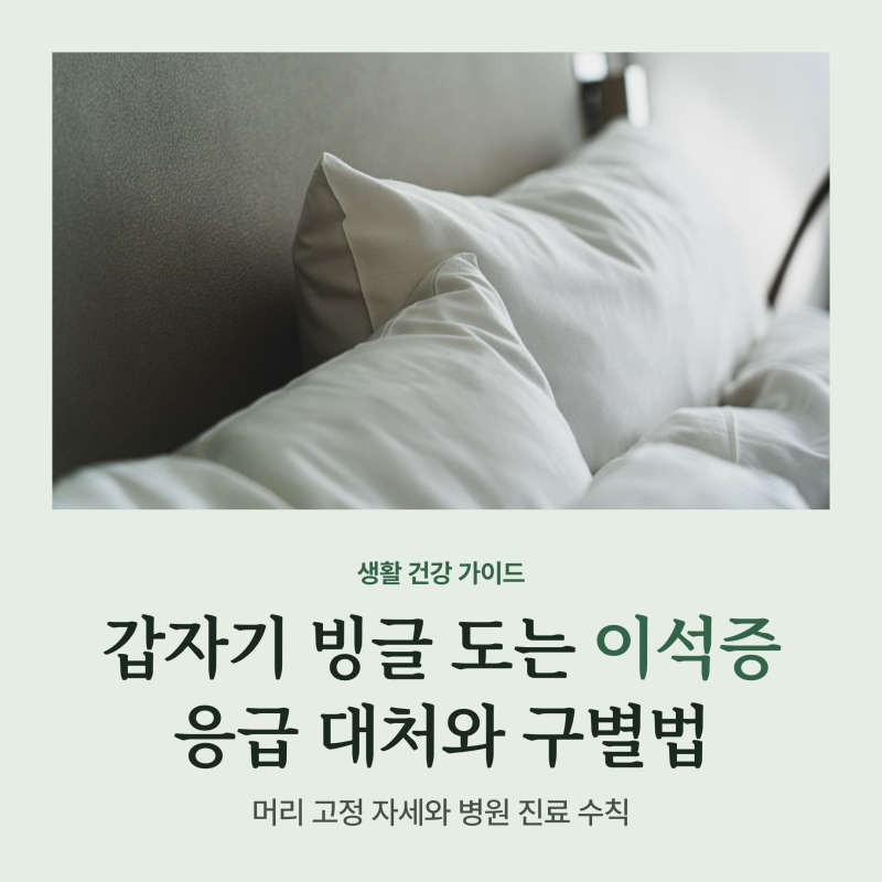 이석증 증상과 회전성 어지럼증 대처법, 머리 고정 자세와 뇌질환 구분 기준