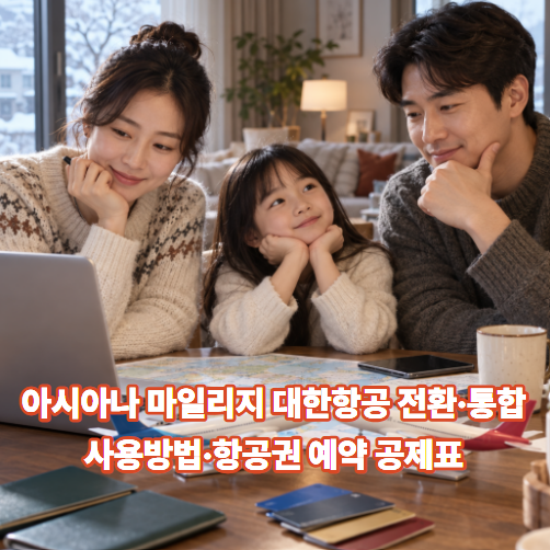 아시아나 마일리지 대한항공 전환·통합-사용방법·항공권 예약 공제표