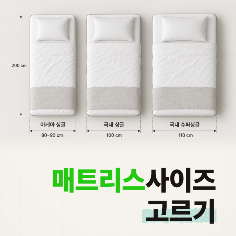 싱글 슈퍼싱글 매트리스 크기 차이, 이케아 규격과 프레임 치수
