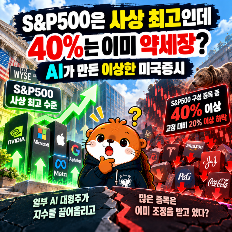 S&P500은 사상 최고인데 40%는 이미 약세장?｜AI가 만든 이상한 미국증시
