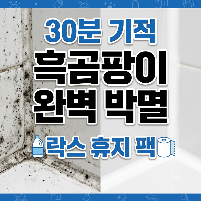 [살림 실전 꿀팁] 화장실 타일 줄눈 흑곰팡이 완벽 박멸: 락스 휴지 팩 30분 기적