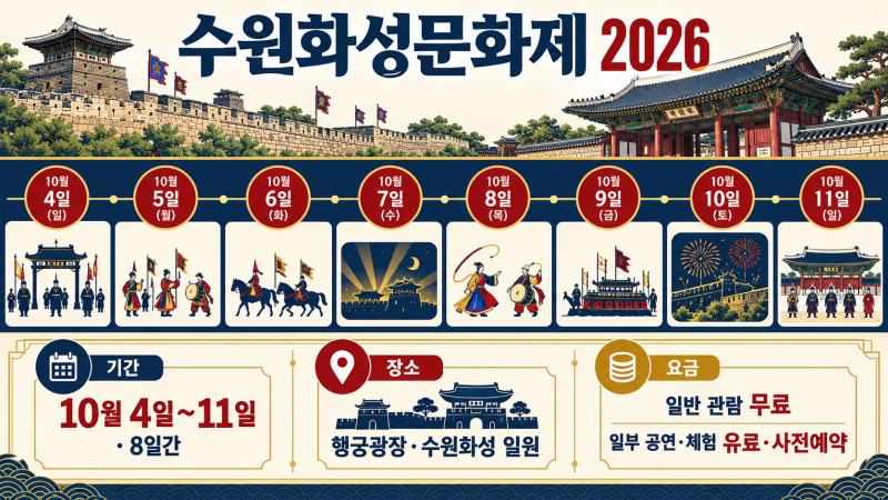 수원화성문화제 오늘 개막 | 8일간 행궁동 동선·입장료 체크