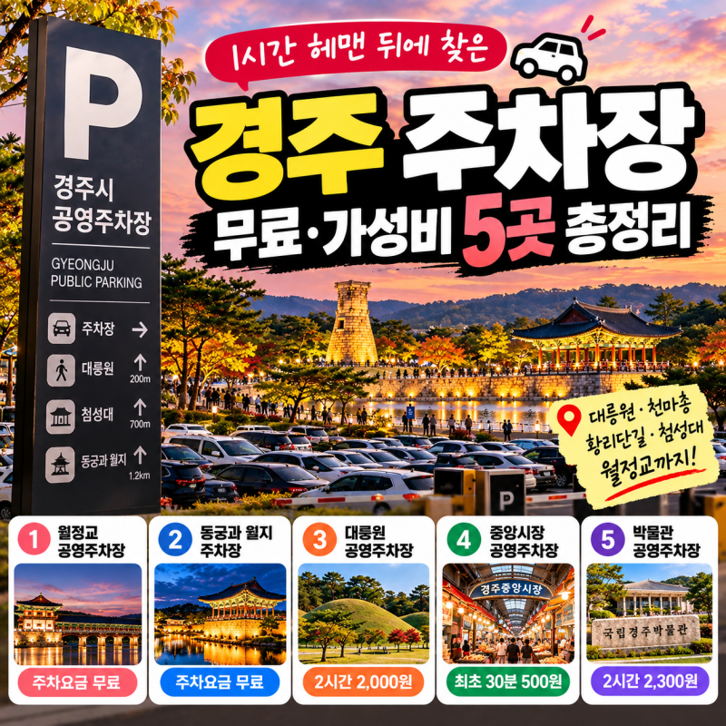 경주 대릉원 황리단길 주차장 5곳, 1시간 헤매고 알게 된 무료 가성비 주차 꿀팁