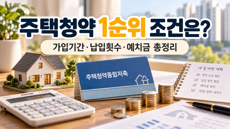 주택청약 1순위 조건은? 가입기간·납입횟수·예치금 총정리