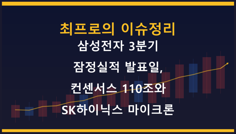 삼성전자 3분기 잠정실적 발표일, 컨센서스 110조와 SK하이닉스 마이크론