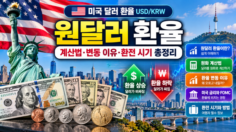 미국 달러 환율｜원 달러 환율 계산법·변동 이유·환전 시기 총정리