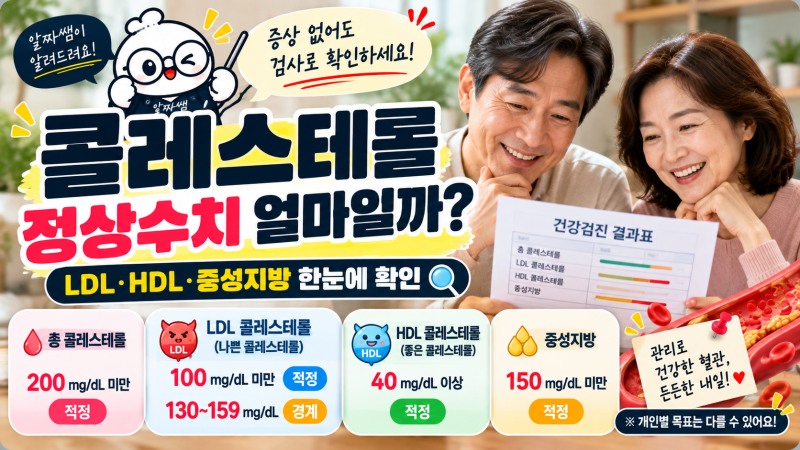 콜레스테롤 정상수치 얼마일까? LDL·HDL·중성지방 검사표 보는 법