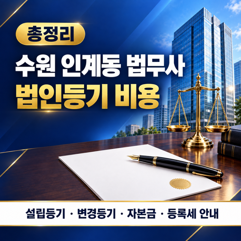 수원 인계동 법무사 법인등기 비용