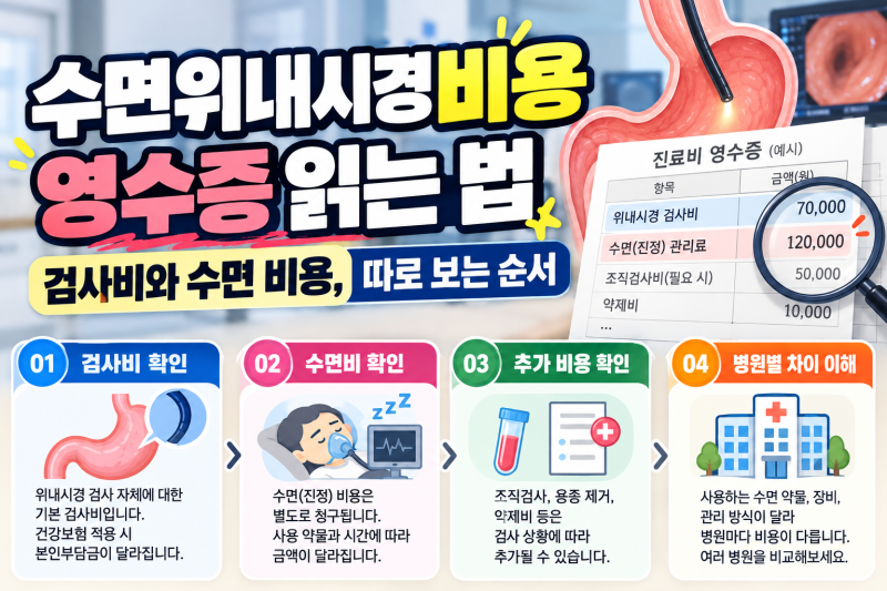 수면위내시경비용 3가지 항목, 영수증에 따로 찍히는 이유