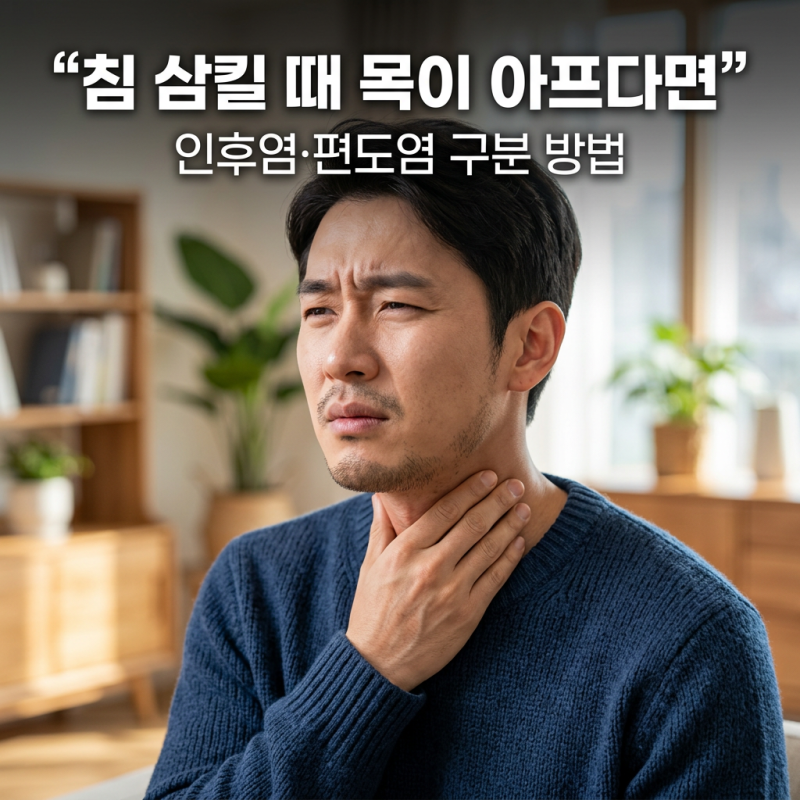 목이 따갑고 침 삼킬 때 아픈 이유, 인후염과 편도염 구분하는 방법