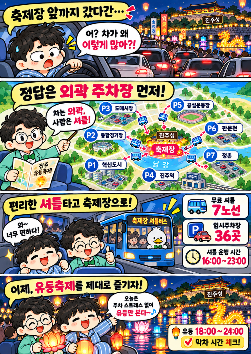 2026 진주남강유등축제 주차 어디에? 셔틀버스·불꽃놀이까지
