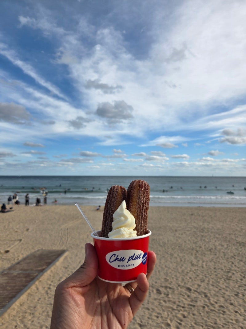 송정해수욕장 인기많은 츄러스아이스크림 맛집 츄플러스