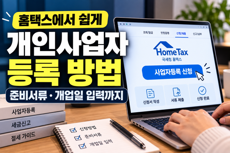 개인사업자 등록 방법｜홈택스 신청부터 준비서류·개업일 입력까지