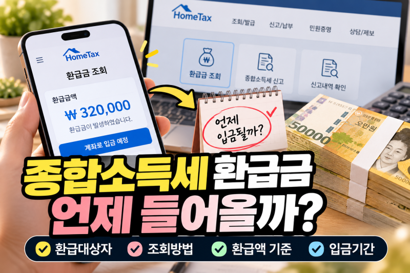 종합소득세환급 조회, 기간 언제까지? 대상자 입금 환급액 기준 조회방법 총정리