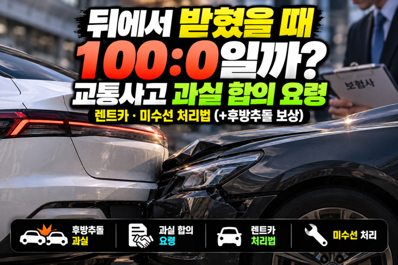 뒤에서 받혔을 때 100:0? 교통사고 났을 때 보험사 직원이 절대 안 알려주는 과실 합의 사고 처....