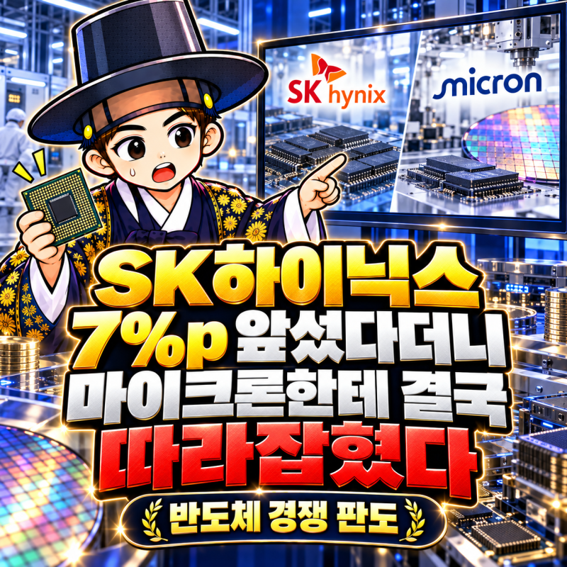 SK하이닉스 7%p 앞섰다더니, 마이크론한테 결국 따라잡혔다