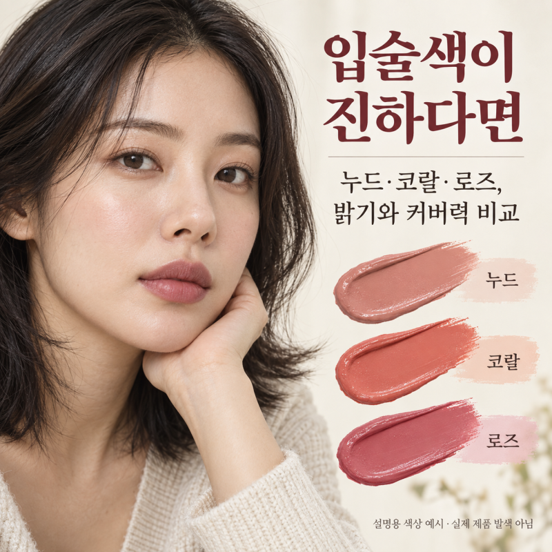 입술색이 진한 사람 립스틱 고르는 법, 누드·코랄·로즈 비교