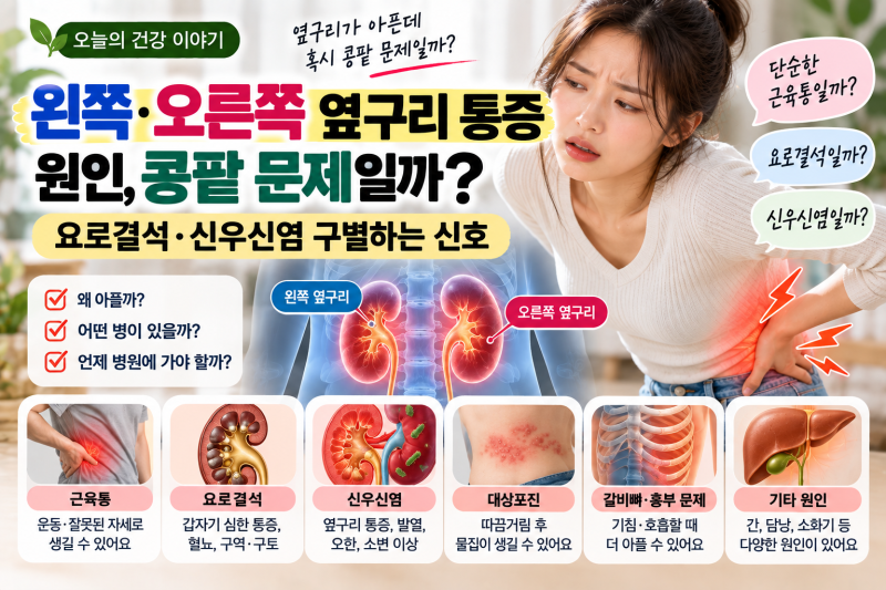 왼쪽·오른쪽 옆구리 통증 원인, 콩팥 문제일까? 요로결석·신우신염 구별하는 신호